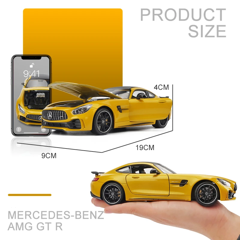 Модель спортивного автомобиля WELLY 1:24 Mercedes Benz AMG GT модель из сплава декоративная