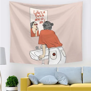 

Personality Wall Tapestry Women Floral Butterfly Pink Green Hippie Boho Decor Tapestry Wall Hanging Anchor Backdrop Wall Carpet