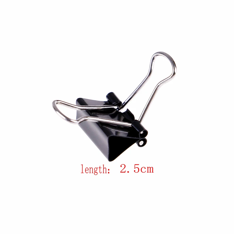 Paper Clip 12pcs 15mm Foldback Metal Binder Clips Black Grip Clamps Office School Stationery Paper Document Clips