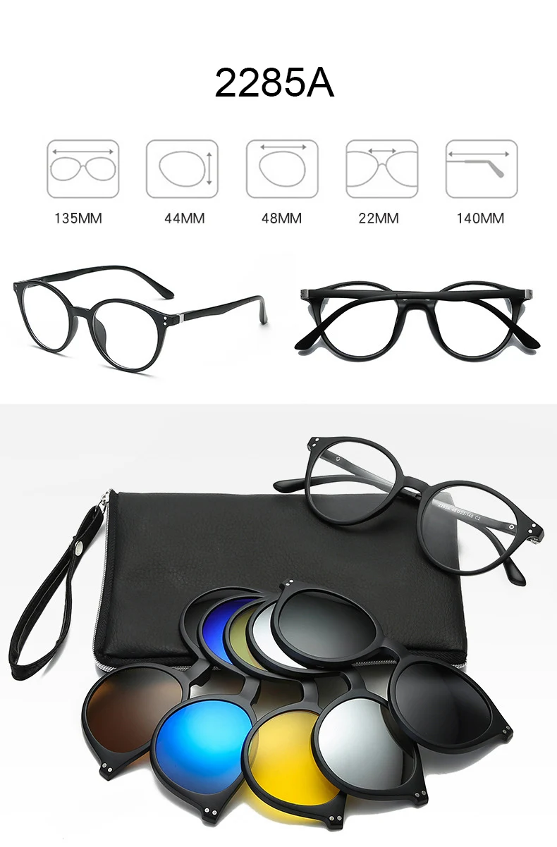 Новые магнитные солнцезащитные очки мужские 5+ 1 Солнцезащитные очки поляризованные Женская Сережка на солнечных очках круглые ультралегкие очки ночного видения Sq003