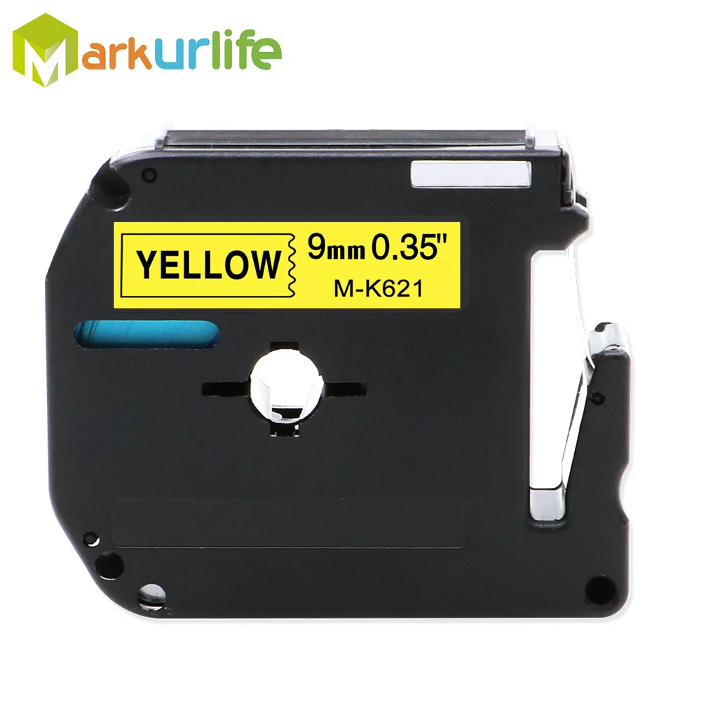 Black on Yellow 1 шт. 9 мм* 8 м M-K221 M-K121 M-K621 M-K421 этикетки Ленты Совместимость для Brother p-touch лента этикеток для принтера M-K221 MK-221 mk221 MK221 - Цвет: Black on Yellow