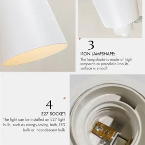 Image 5 - Luzes de Parede de cabeceira de madeira lâmpada de parede Lâmpada de Parede Moderna Arandela para quarto Nordic 6 cor Cabeça Da direcção Macaroon E27 Home Lighting