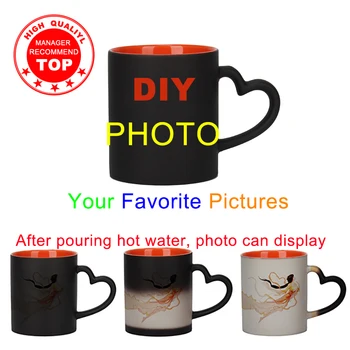 

Custom picture inside Red color Mug hot water show image photo Ceramic cup DIY Ceramic mug customize picture gift