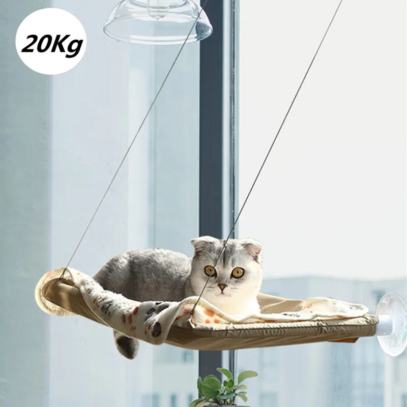 Cute Cat Hanging Beds Detachable Bearing 20kg Comfortable Sunny Seat Window Mount Pet Hammock Soft Pet Shelf Seat Beds Supplies