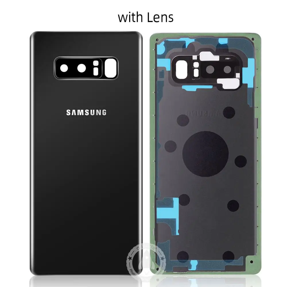 Стекло SAMSUNG Galaxy Note 8 N9500 N950F задняя Батарея крышка Дверь задняя Корпус чехол сменная адгезионная Стикеры 6,3 дюймов - Цвет: Black with Lens