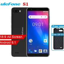 Ulefone S1 Мобильный телефон Android 8,1 5,5 дюймов 18:9 MTK6580 четырехъядерный 1 ГБ ОЗУ 8 Гб ПЗУ 8МП+ 5Мп задняя двойная камера 3g смартфон