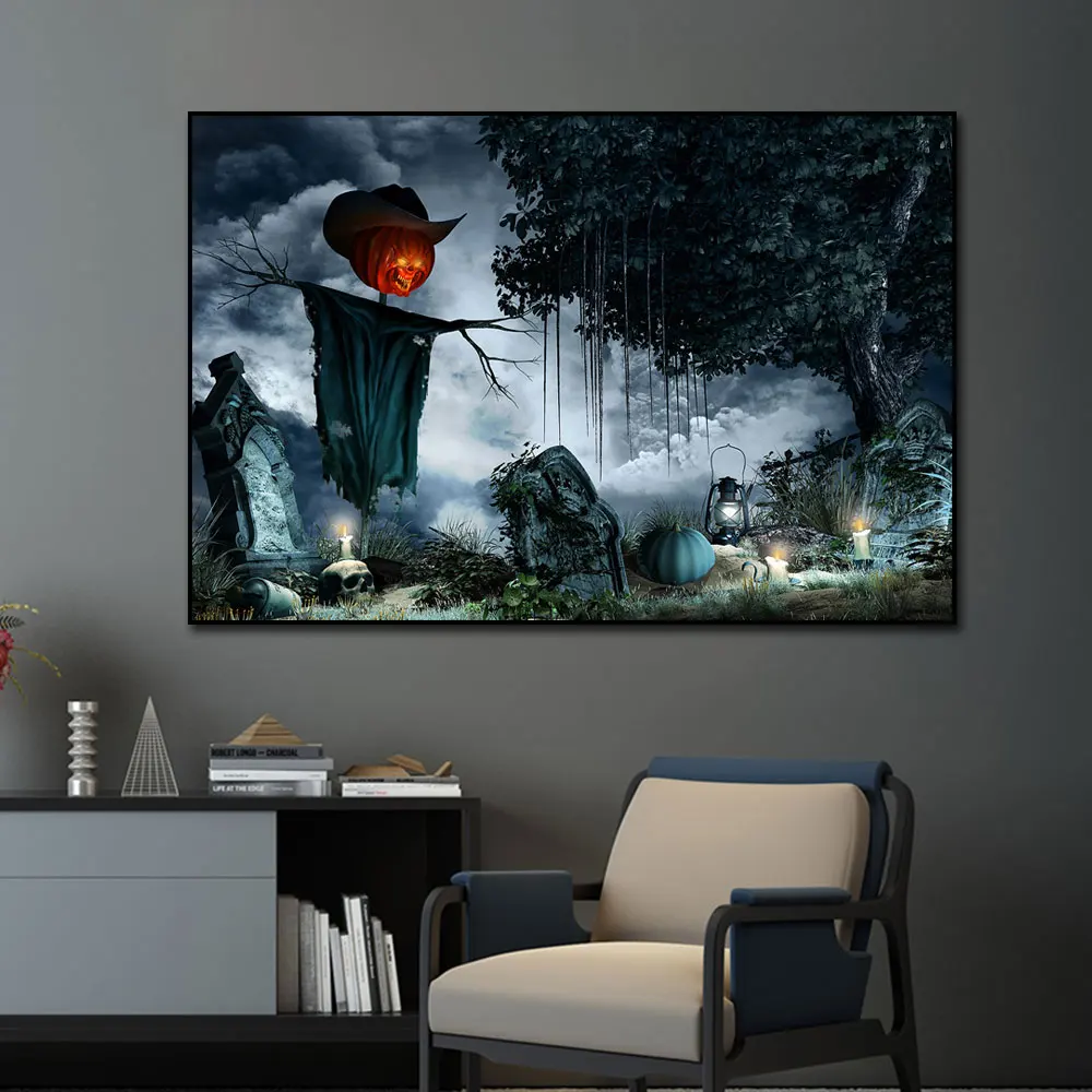 ハロウィン看板キャンバスプリントポスターカボチャランタン壁アート絵の装飾ハロウィンギフトのアイデア 絵画 書道 Aliexpress