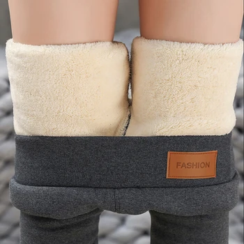 

Black Warm Pants Winter Skinny Thick Velvet Wool Fleece Girls Leggings Women Trousers Lambskin Cashmere Pants For Women Leggings