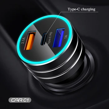 

CDEN QC 3.0 Car Charger for mobile phone PD3.0 Charger for iphone 11 pro Samsung huawei Metal car charger Voltage detection