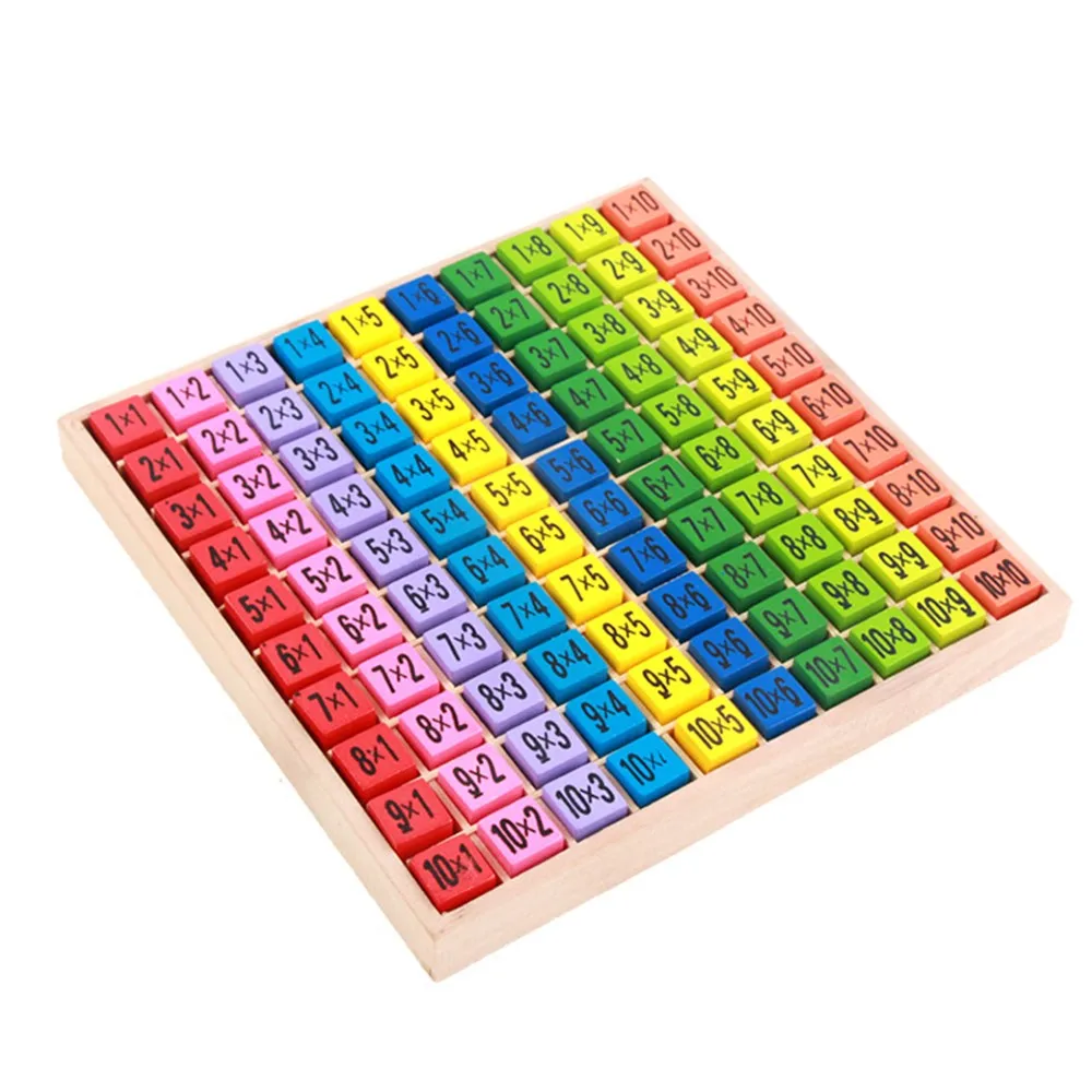 Colorful 99 Multiplication Table Educational Wooden Toys 10*10 Figure Blocks Arithmetic Teaching Aids Brain Games For Kids Gifts - Цвет: multiplication table