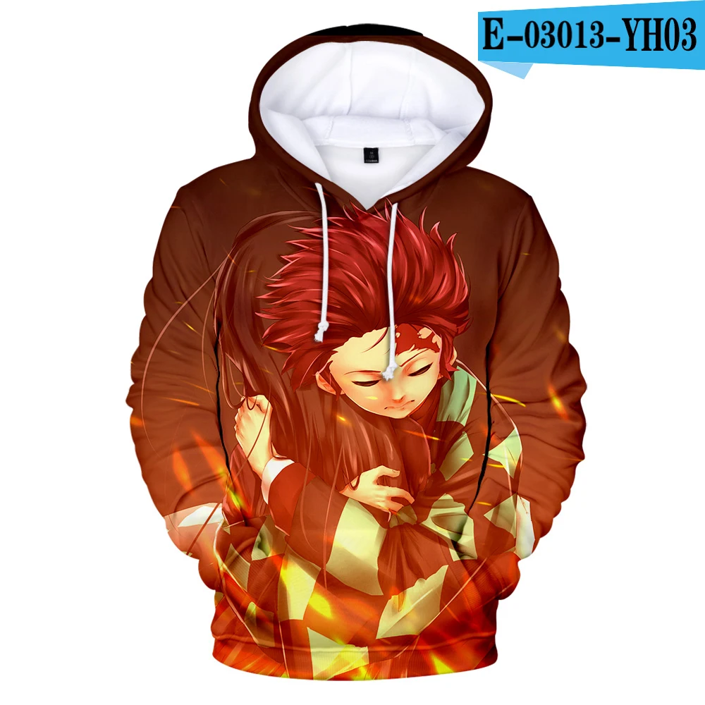 3D Demon Slayer Kimetsu no Yaiba Hoodies Men Women Sweatshirts Demon Slayer Hoodie Men's Hooded Black White Checkered Pattern - Цвет: E03013