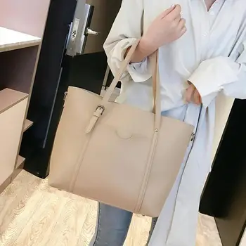 

2020 lowest price Women Large Capacity Faux Leather Solid Color Tote Shoulder Crossbody Bag Pouch Christmas gift free shipping