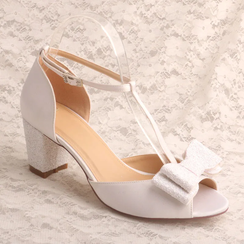 Белые вечерние туфли; удобные женские свадебные туфли на небольшом каблуке - Цвет: Белый