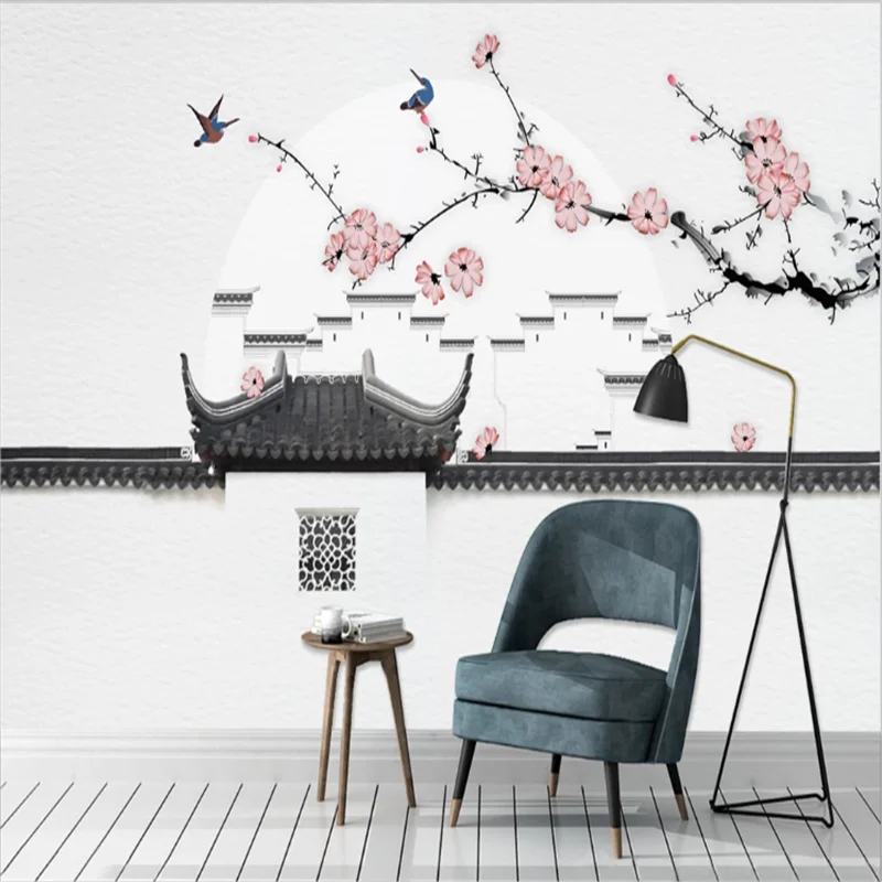 

Custom Mural Wallpaper New Chinese Ink And Ink Painting Of Plum Blossom Landscape Bird And Flower Background Wall Painting