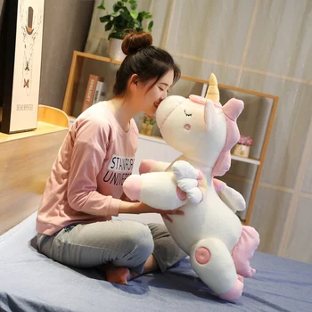 

Leg Movable joint giant unicorn toy stuffed animal unicorn plush doll with blanket Throw pillow children toy gift for girlfriend