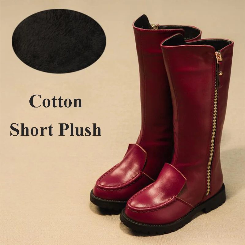 Genuine Leather Upper Boots,Princess Fashion Children Warm Boots,Parent-child Winter High Martin Boots