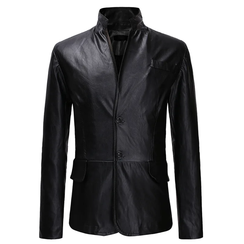 Men'S Wear Supply of Goods Autumn And Winter New Style Classic Two-Button Men Casual Slim Fit Stand Collar pi xi zhuang 528