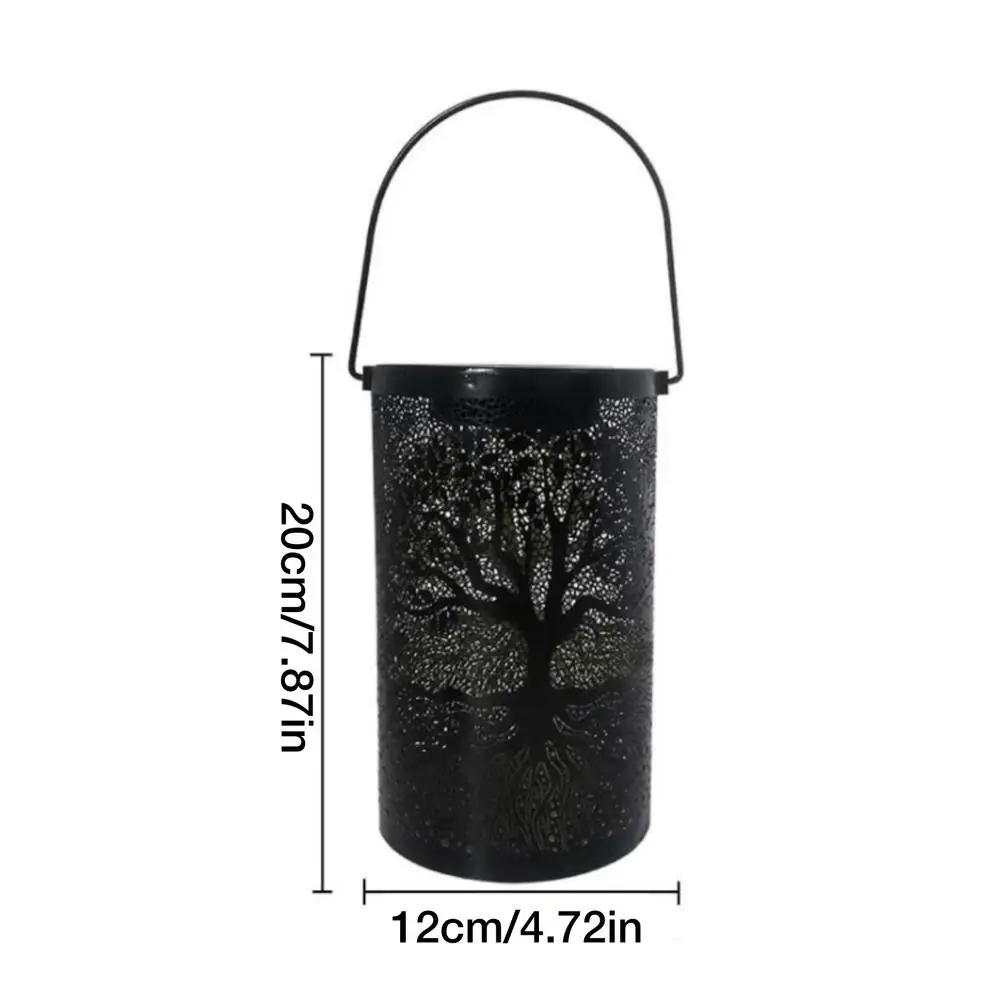 Outdoor Wrought Iron Solar Light Two Tree Solar Hanging Lanterns Waterproof Garden Night Light Portable Landscape Lighting