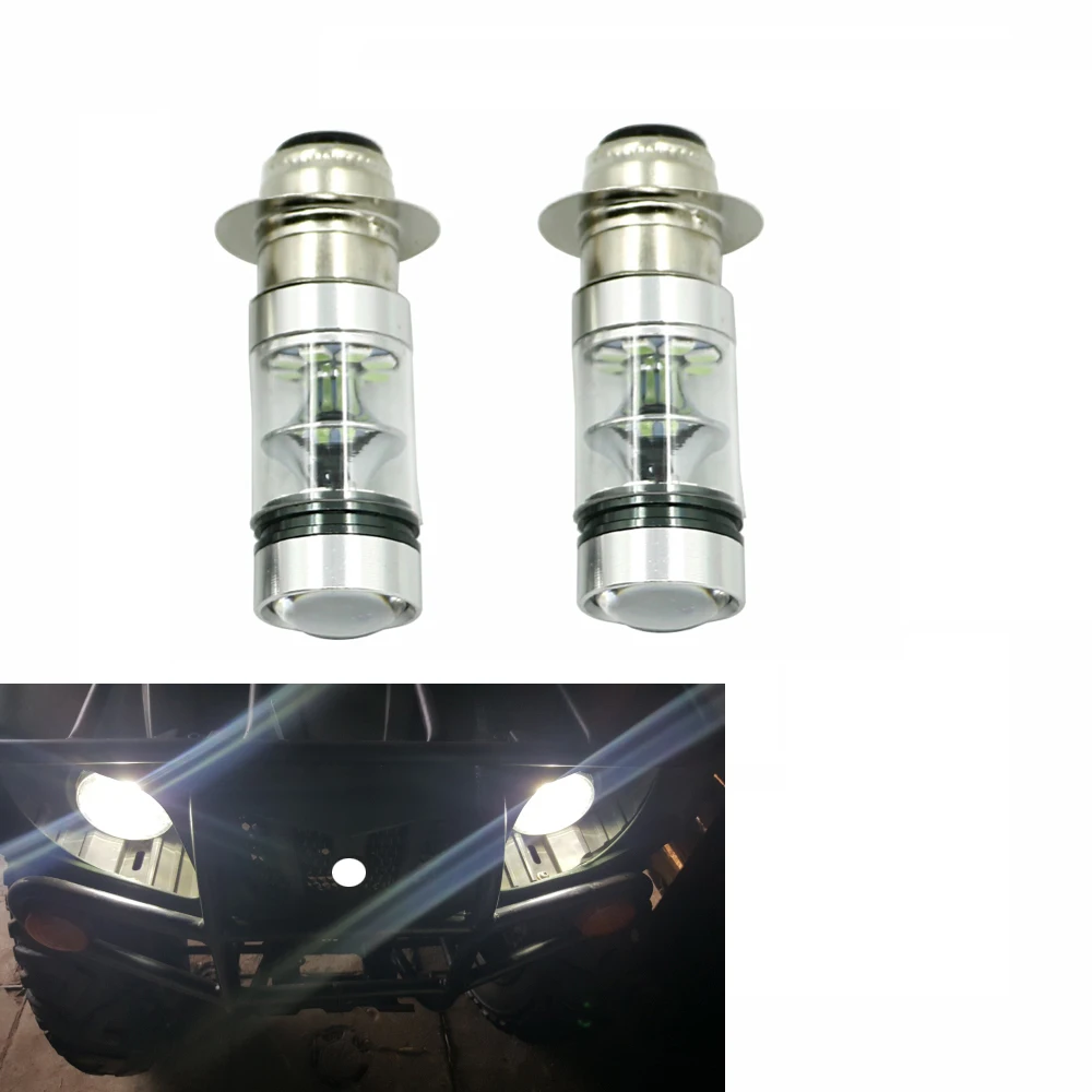 80W Super White LED Headlights Bulbs Upgrade Yamaha ATVS YFM350 400 450  660 700 Raptor Blaster 200 Banshee 350