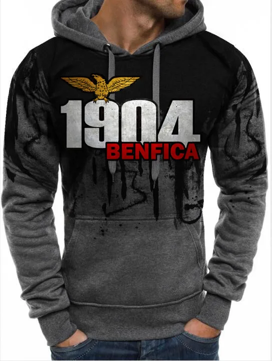 Размер S 5XL мужская с принтом Новое поступление мужская одежда модные толстовки BENFICA 1904 с принтом повседневный уличный стиль - Цвет: gray