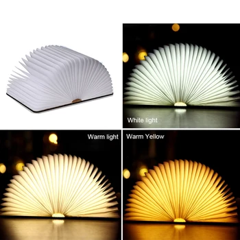 

Wooden Book Lights Flip Folding Gift LED Book Night Light USB Rechargeable Kids Baby Bedroom Desk Lamp Magnetic Book Lamps
