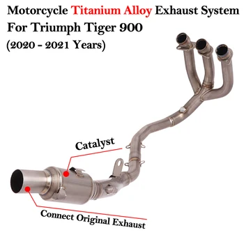 For Triumph Tiger 900 GT Rally Pro 2020 2021 Motorcycle Titanium Alloy Exhaust Escape Moto Tube Catalyst Muffler Front Link Pipe
