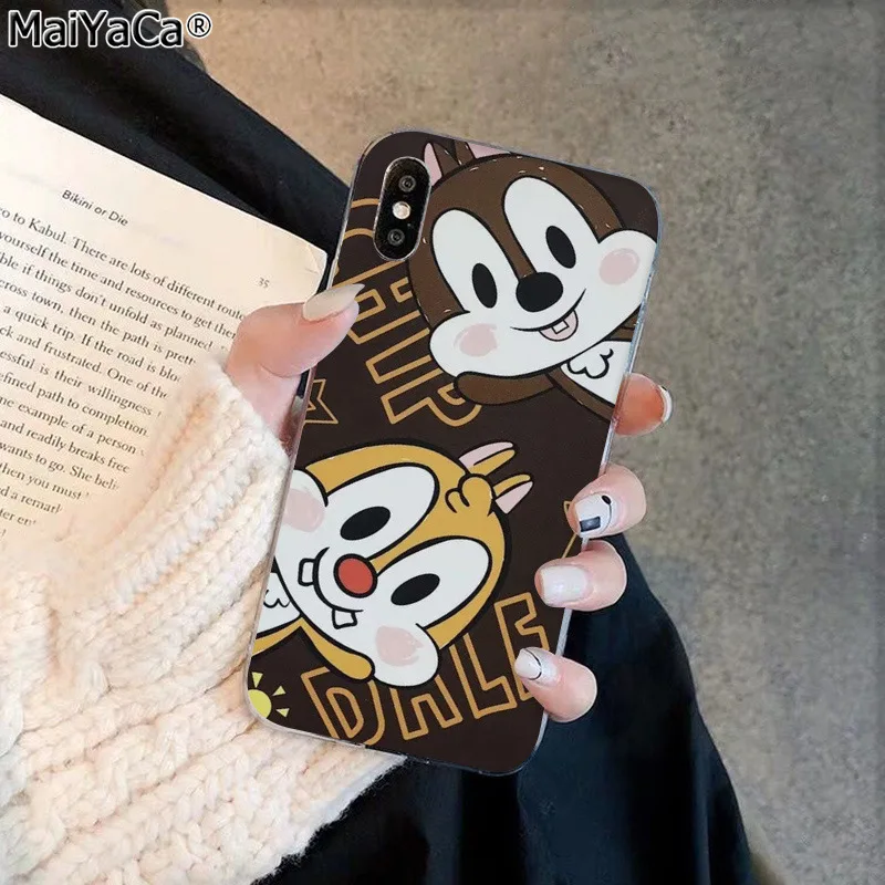 A12 MaiYaCa милый мультфильм белка чип 'Н' Дейл черный чехол для телефона iphone 11 pro 8 7 66S Plus X XS MAX 55S SE XR чехол - Цвет: A12