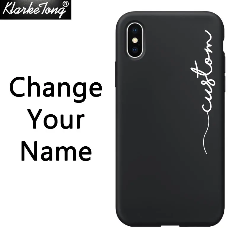 Personalized Custom Name Text Soft Silicone Phone Case For iPhone XS MAX XR 6S 7 8 Plus 11 promax Matte Black TPU Cover