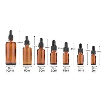 

10pcs 5ml/10ml/15ml/20ml/30ml/50ml Empty Amber Brown Glass Dropper Bottles Essential Oil Liquid Aromatherapy Pipette Containers