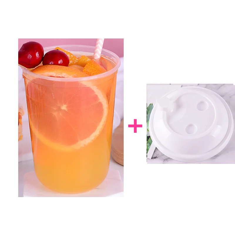 cup and white lid 50 шт. Высокое качество U форма одноразовая кофейная чашка День рождения Свадьба креативный сок чай холодная горячая пластиковая чашка с крышкой - Цвет: cup and white lid