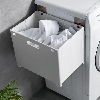 

Wall-mounted Dirty Clothes Basket Bathroom Without Traces Without Punching Foldable Debris Storage Basket