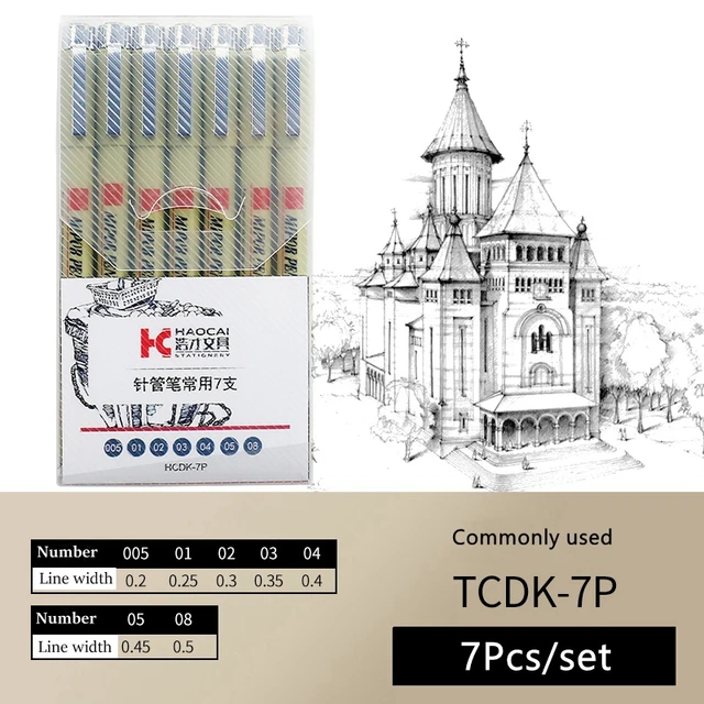 Pigment Liner Micron Ink Art Marker Pen Calligraphy Brush Pens Black Fineliner Sketching Manga Drawing Hand Lettering White Pen 7Pcs set B-1