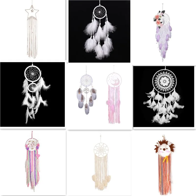 Ручной работы тканый Ловец снов Луна бабочка круг Бохо макраме настенный гобелен