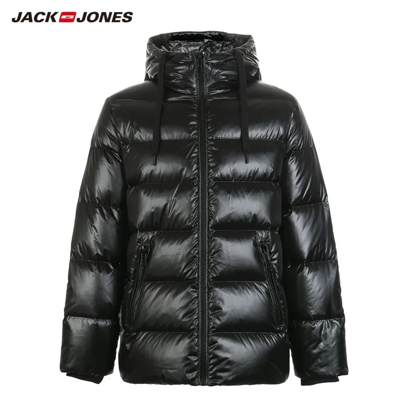 JackJones зимний мужской пуховик с капюшоном, короткое пальто, мужская одежда 218412556 - Цвет: Black