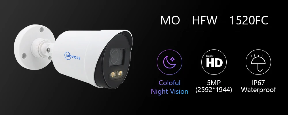 Movols 5MP Colorful Night Vision Security Camera 4 IN 1 CCTV Bullet Outdoor Vide