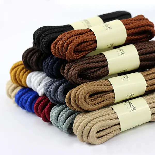 1 Pair Round Leather Martin Boot Shoelaces High-grade Metal Head Round Fashion Casual Sports Basketball Leather Shoes Lace Twist