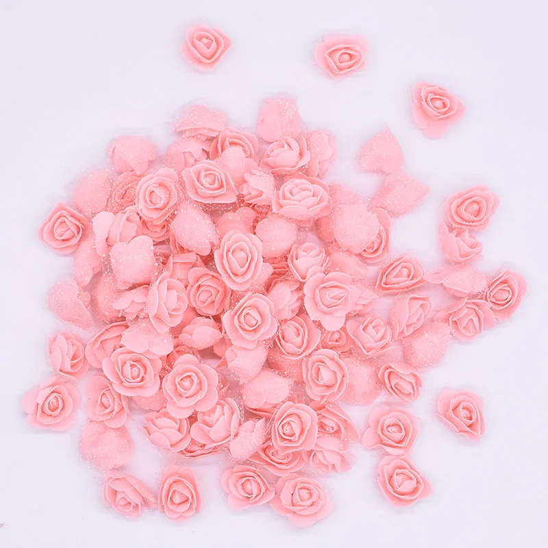100pcs 3.5cm Mini PE Foam Rose Flower Artificial Flower Head Handmade Bouquet Wreath Wedding Party Decorative Crafts Supplies - Цвет: F04