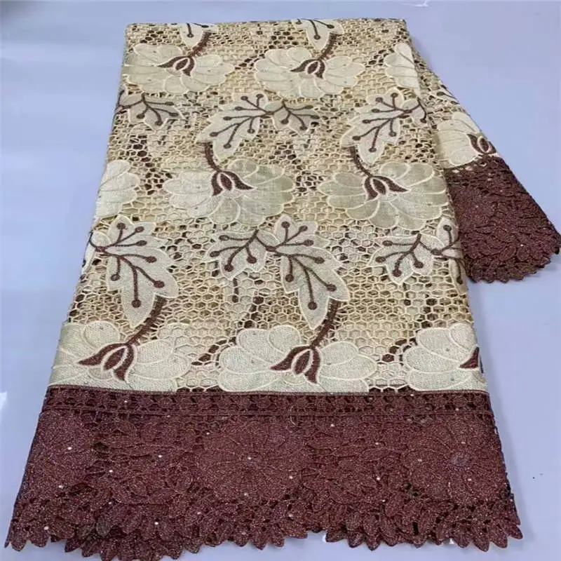 

Latest Nigerian Laces Fabrics High Quality African Laces Fabric For Wedding Dress French Tulle Lace With Beads stone Beige