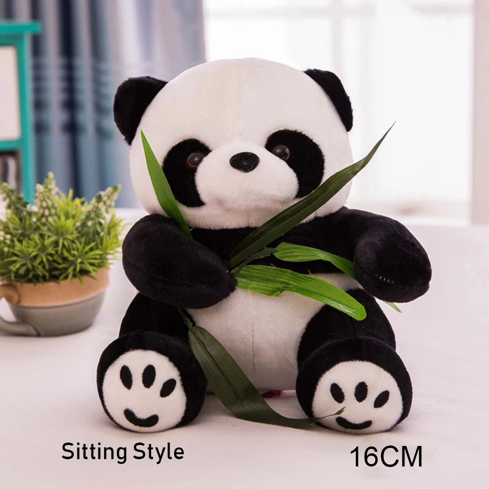 1pcs 9/10/12/16cm Lovely Stuffed Kid Animal Soft Plush Panda Kneeling Sitting Bear Present Doll Toy Birthday Christmas Gift - Цвет: 16cm B