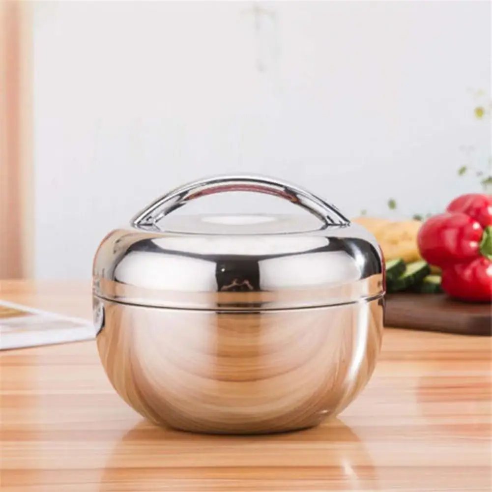 2 Layer Stainless Steel Thermal Insulated Lunch Box Bento Food Container Round