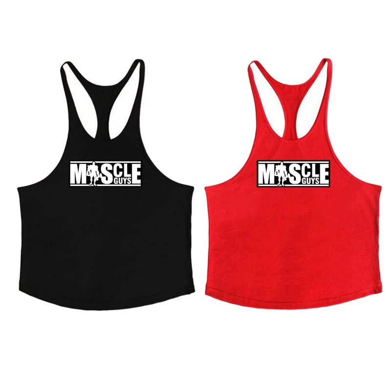 Muscleguys 2 шт одежда для бодибилдинга мужская майка для фитнеса мужская майка без рукавов хлопок тренировки Стрингер рубашки-Черный X