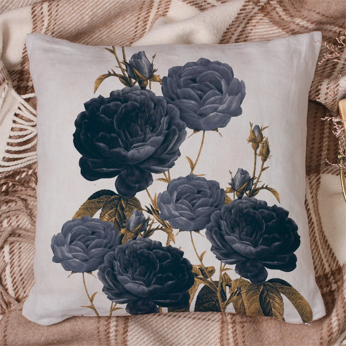 Blue Flower Pattern Pillow Covers Cases Cover Cushion Pillowcase Square Print