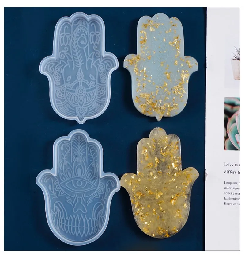 Hand For Fatima Storage Tray Silicone Mold Palm Dish Plate UV Epoxy Resin Clay Casting Molds DIY Craft Making Home Decor