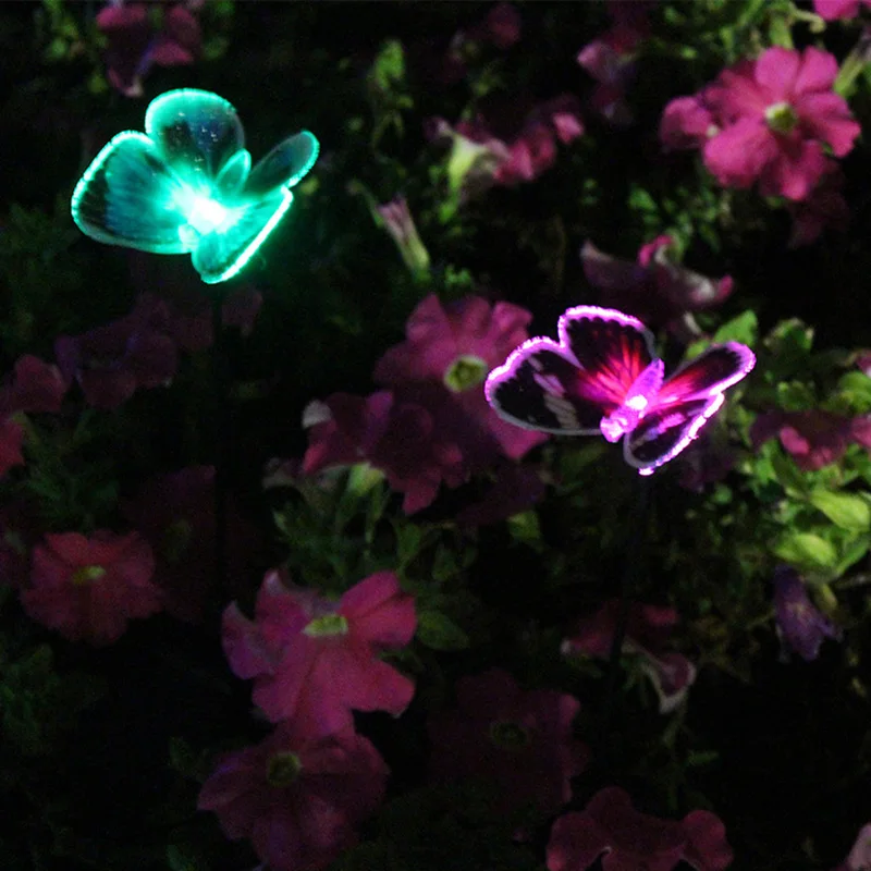 Solar Powered Butterfly Lawn Stake Lights Waterproof Decorative for Outdoor Garden random color S7#5