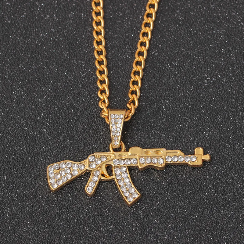 Модное крутое ожерелье AK47 с подвеской в виде пистолета, европейские ювелирные изделия в стиле хип-хоп, цепочка из нержавеющей стали