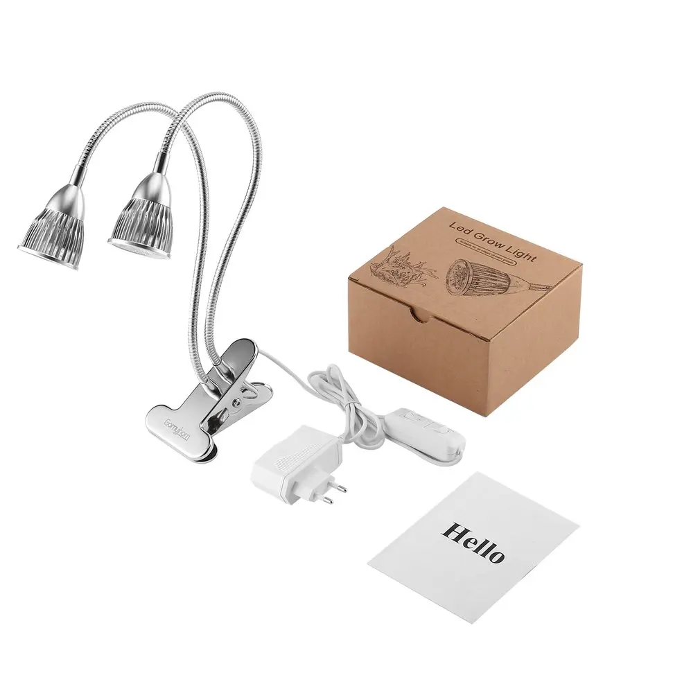 

GOMYHOM Flexible 10W Dual Head Gooseneck 10LED Plant Grow Light Desk Clip Double on/off Switch for Indoor Greenhouse Office