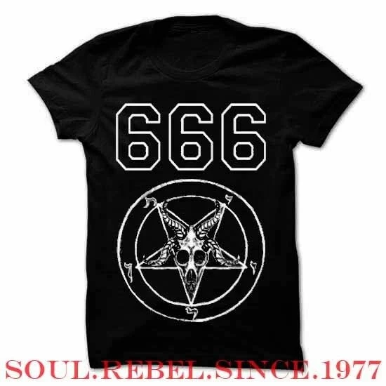 Мужская футболка с надписью HAIL SATAN 666 в стиле панк-рок | одежда