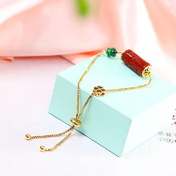 

MetJakt Fashion Atmosphere S925 Sterling Silver Thick Gold-plated Women's Bracelet Trend