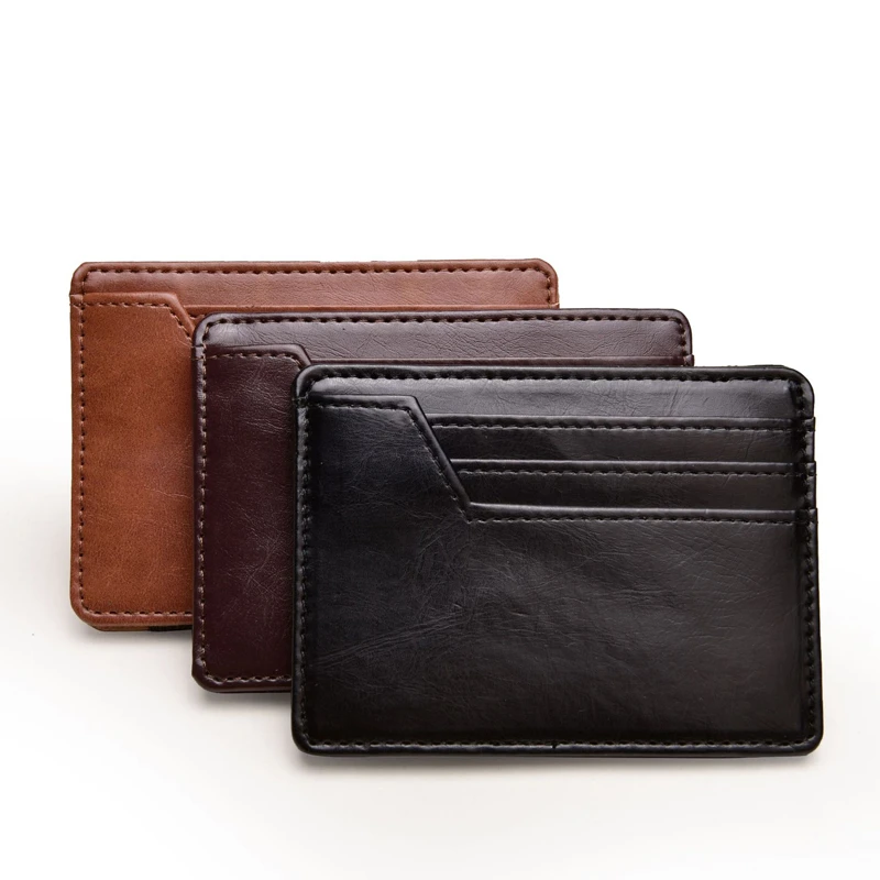 Cartera pequeña de cuero para hombre, billetera de cuero para hombre, funda para tarjeta de crédito bancaria, soporte para dinero en efectivo, para tarjeta de autobús, Mini monedero para hombre|Carteras| -