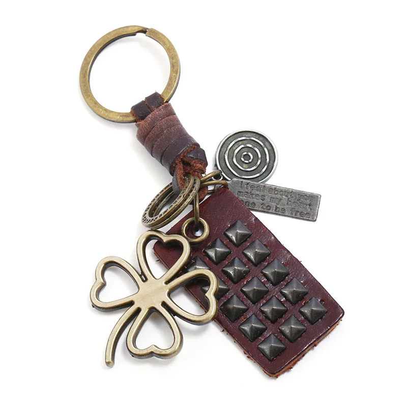 

Punk Handmade Retro Weaving Cattle-leather Key Ring Europe And America Accessories Creative Small Gifts Pendant